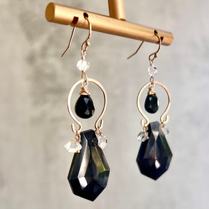 “Black Tie” Spinel and Herkimer Diamond Earrings