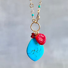 Front Clasp Turquoise and Coral cluster