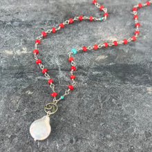 Sterling Turquoise and Coral Tidal Necklace