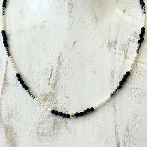 Colorblock Black and White Cleo Necklace