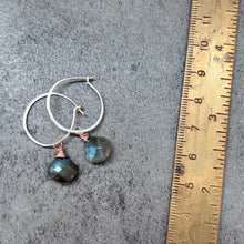 Labradorite Mixed Metals Moondrop Hoop Earrings