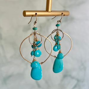 Turquoise Lotus Petal Cascade Hoops