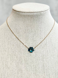 Blue Topaz Petite Paw Necklace