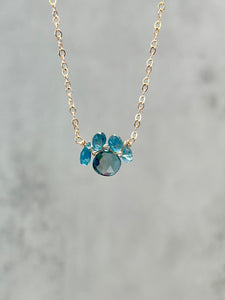 Blue Topaz Petite Paw Necklace