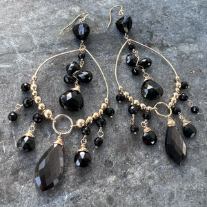 Black Spinel Luxe Evangelique Chandelier Earrings