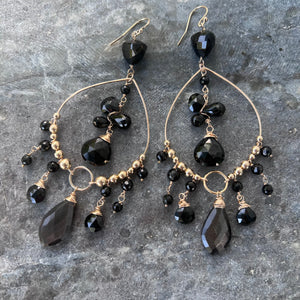 Black Spinel Luxe Evangelique Chandelier Earrings