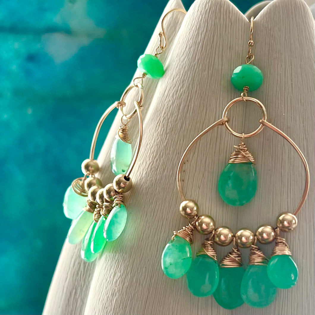 Green Majesty Chandelier Earrings