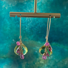 Lemon Topaz and Pink Tourmaline Cluster Earrings