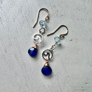 Kyanite Mixed Metal Petite Tidal Earrings