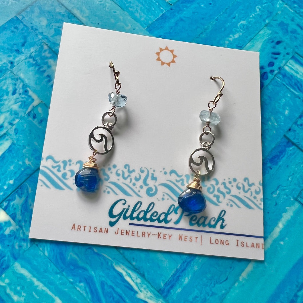 Kyanite Mixed Metal Petite Tidal Earrings