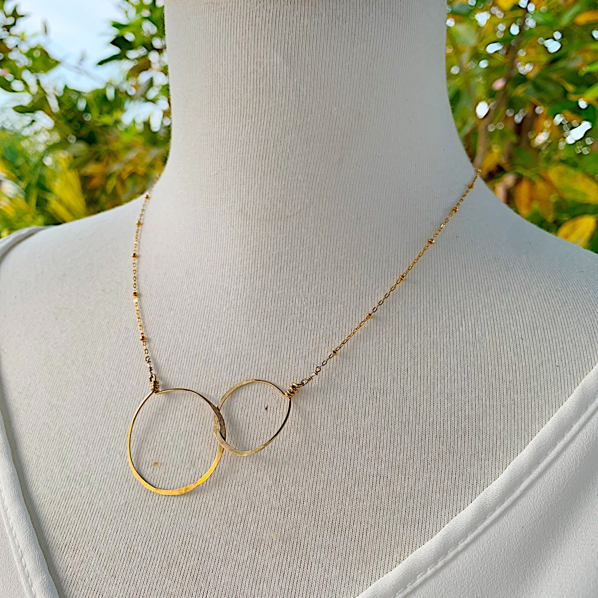 Silver Plated Necklace with Double Circle | Juulry.com
