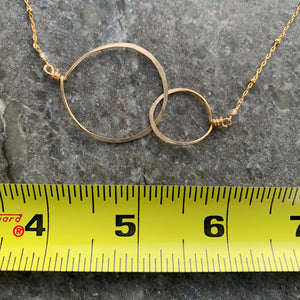 Gold Double Circles Necklace (Medium) 18”