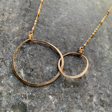 Gold Double Circles Necklace (Medium) 18”