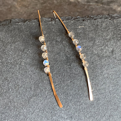 Gold Labradorite Hammered Threader Earrings